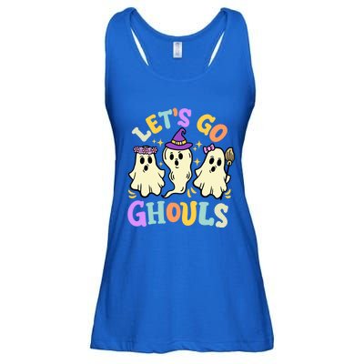 Lets Go Ghouls Funny Halloween Spooky Ghosts Retro Groovy Meaningful Gift Ladies Essential Flowy Tank