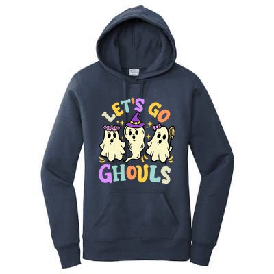 Lets Go Ghouls Funny Halloween Spooky Ghosts Retro Groovy Meaningful Gift Women's Pullover Hoodie