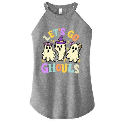 Lets Go Ghouls Funny Halloween Spooky Ghosts Retro Groovy Meaningful Gift Women's Perfect Tri Rocker Tank