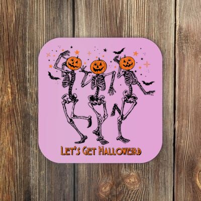 Lets Go Ghouls Cute Gift Halloween Skeleton Dancing Cool Gift Coaster