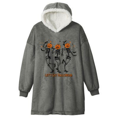 Lets Go Ghouls Cute Gift Halloween Skeleton Dancing Cool Gift Hooded Wearable Blanket