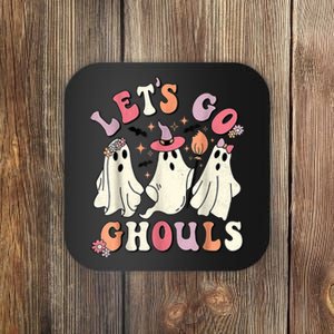 Let's Go Ghouls Halloween Ghost Outfit Costume Retro Groovy Coaster