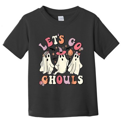 Let's Go Ghouls Halloween Ghost Outfit Costume Retro Groovy Toddler T-Shirt