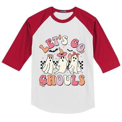 LetS Go Ghouls Halloween Ghost Outfit Costume Kids Colorblock Raglan Jersey