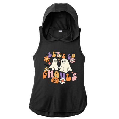 Lets Go Ghouls Funny Ghost Halloween Matching Ladies PosiCharge Tri-Blend Wicking Draft Hoodie Tank