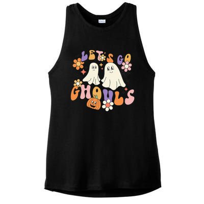 Lets Go Ghouls Funny Ghost Halloween Matching Ladies PosiCharge Tri-Blend Wicking Tank