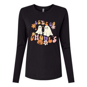 Lets Go Ghouls Funny Ghost Halloween Matching Womens Cotton Relaxed Long Sleeve T-Shirt