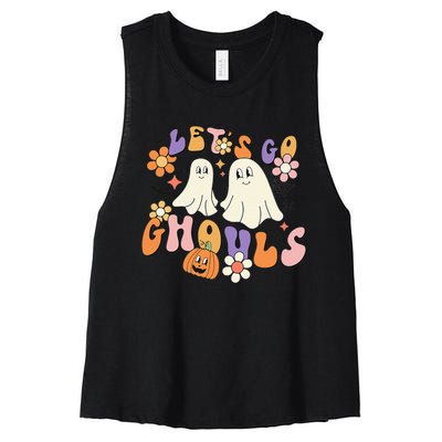 Lets Go Ghouls Funny Ghost Halloween Matching Women's Racerback Cropped Tank