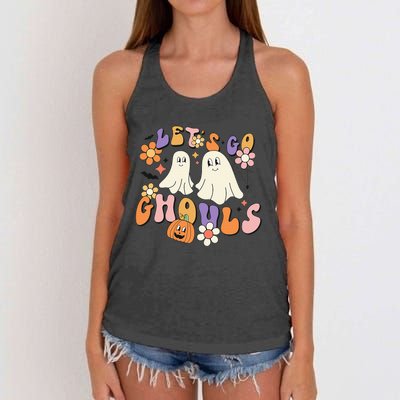 Lets Go Ghouls Funny Ghost Halloween Matching Women's Knotted Racerback Tank