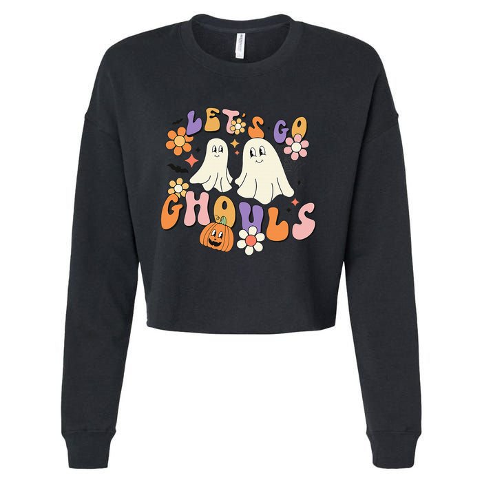 Lets Go Ghouls Funny Ghost Halloween Matching Cropped Pullover Crew