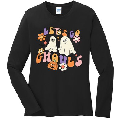 Lets Go Ghouls Funny Ghost Halloween Matching Ladies Long Sleeve Shirt