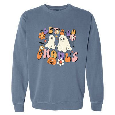 Lets Go Ghouls Funny Ghost Halloween Matching Garment-Dyed Sweatshirt