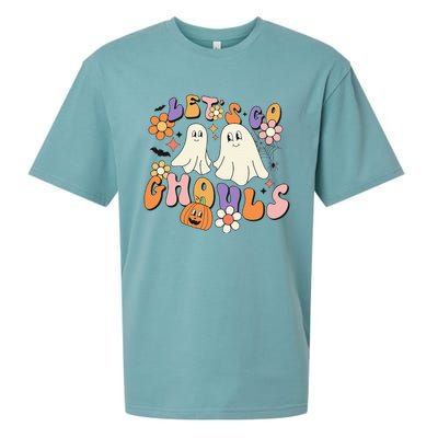 Lets Go Ghouls Funny Ghost Halloween Matching Sueded Cloud Jersey T-Shirt