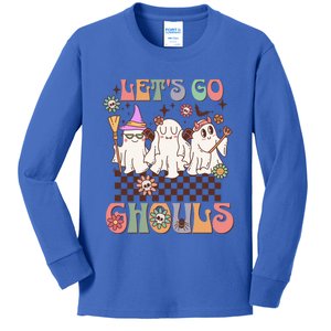 Lets Go Ghouls Halloween Ghost Costume Retro Groovy Great Gift Kids Long Sleeve Shirt