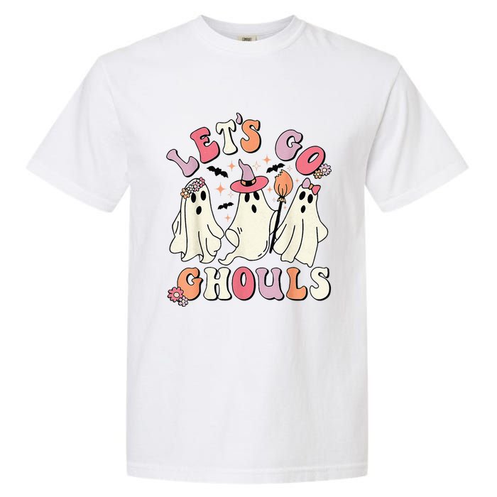 Lets Go Ghouls Halloween Ghost Outfit Costume Retro Groovy Garment-Dyed Heavyweight T-Shirt