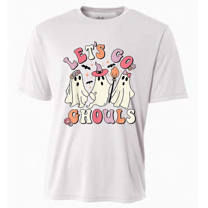 Lets Go Ghouls Halloween Ghost Outfit Costume Retro Groovy Cooling Performance Crew T-Shirt