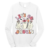 Lets Go Ghouls Halloween Ghost Outfit Costume Retro Groovy Long Sleeve Shirt