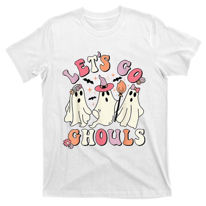 Lets Go Ghouls Halloween Ghost Outfit Costume Retro Groovy T-Shirt