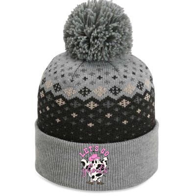 Lets Go Ghouls Cow Ghost Western Halloween Cute Gift The Baniff Cuffed Pom Beanie