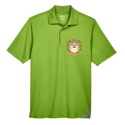 Lets Go Ghouls Halloween Ghost Retro Groovy Meaningful Gift Men's Origin Performance Pique Polo