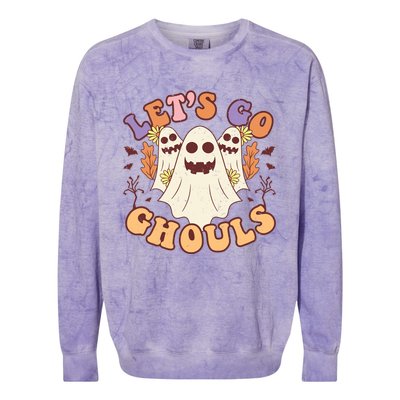 Lets Go Ghouls Halloween Ghost Retro Groovy Meaningful Gift Colorblast Crewneck Sweatshirt