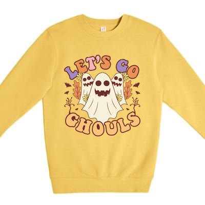 Lets Go Ghouls Halloween Ghost Retro Groovy Meaningful Gift Premium Crewneck Sweatshirt