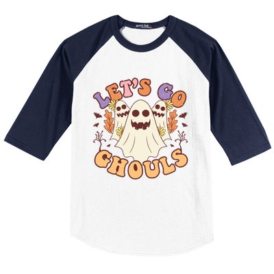 Lets Go Ghouls Halloween Ghost Retro Groovy Meaningful Gift Baseball Sleeve Shirt