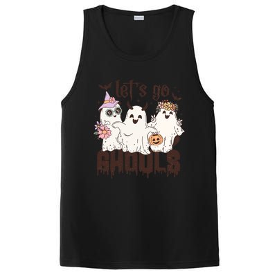 Lets Go Ghouls Cute Ghost Floral Groovy Halloween Gift PosiCharge Competitor Tank