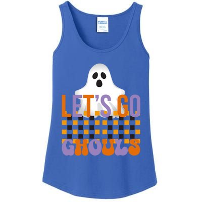 Lets Go Ghouls Outfit Costume Retro Groovy Halloween Ghost Great Gift Ladies Essential Tank