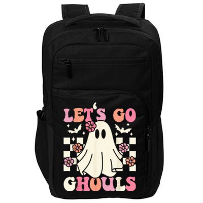 Lets Go Ghouls Halloween Ghost Costume Retro Groovy Impact Tech Backpack