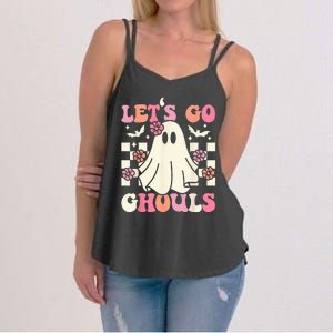 Lets Go Ghouls Halloween Ghost Costume Retro Groovy Women's Strappy Tank