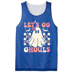 Lets Go Ghouls Halloween Ghost Costume Retro Groovy Mesh Reversible Basketball Jersey Tank