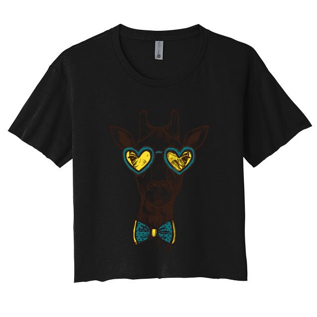 Love Giraffe Glasses Wildlife Wild Animal Gift Crop Top