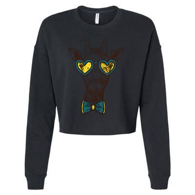 Love Giraffe Glasses Wildlife Wild Animal Gift Cropped Pullover Crew