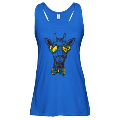 Love Giraffe Glasses Wildlife Wild Animal Gift Ladies Essential Flowy Tank