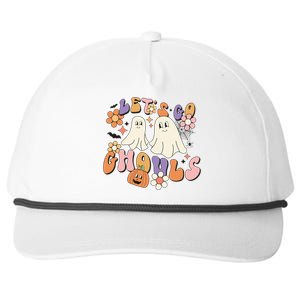 Lets Go Ghouls Retro Groovy Halloween Ghost Pumpkin Season Gift Snapback Five-Panel Rope Hat