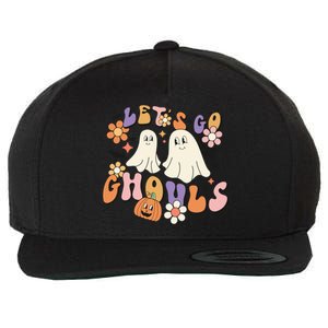 Lets Go Ghouls Retro Groovy Halloween Ghost Pumpkin Season Gift Wool Snapback Cap