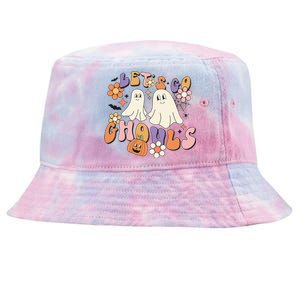 Lets Go Ghouls Retro Groovy Halloween Ghost Pumpkin Season Gift Tie-Dyed Bucket Hat