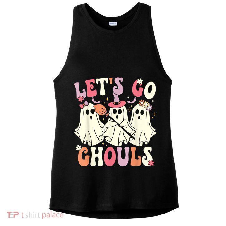 Lets Go Ghouls Halloween Ghost Costume Retro Groovy Ladies PosiCharge Tri-Blend Wicking Tank