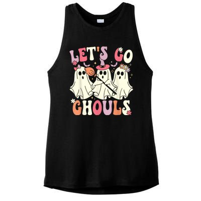 Lets Go Ghouls Halloween Ghost Costume Retro Groovy Ladies PosiCharge Tri-Blend Wicking Tank