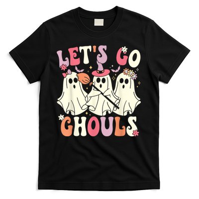 Lets Go Ghouls Halloween Ghost Costume Retro Groovy T-Shirt