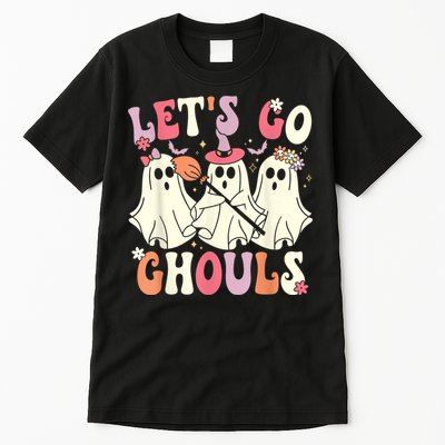 Lets Go Ghouls Halloween Ghost Costume Retro Groovy Tall T-Shirt