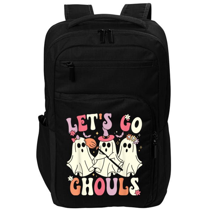 Lets Go Ghouls Halloween Ghost Costume Retro Groovy Impact Tech Backpack