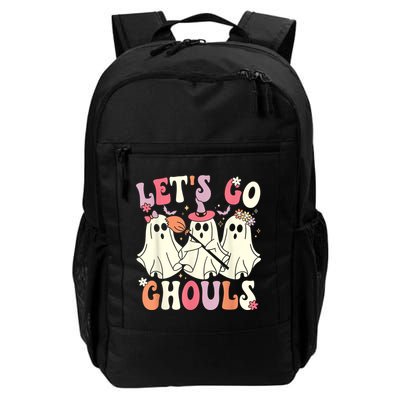 Lets Go Ghouls Halloween Ghost Costume Retro Groovy Backpack