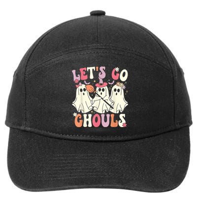 Lets Go Ghouls Halloween Ghost Costume Retro Groovy 7-Panel Snapback Hat