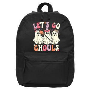 Lets Go Ghouls Halloween Ghost Costume Retro Groovy 16 in Basic Backpack