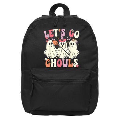 Lets Go Ghouls Halloween Ghost Costume Retro Groovy 16 in Basic Backpack