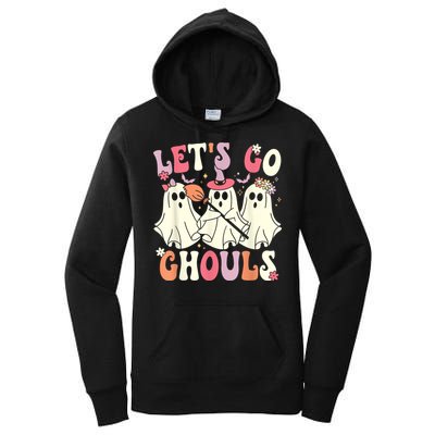 Lets Go Ghouls Halloween Ghost Costume Retro Groovy Women's Pullover Hoodie