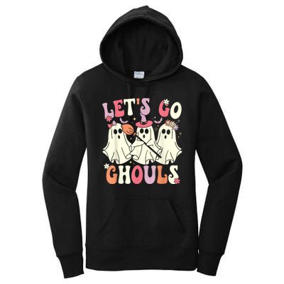 Lets Go Ghouls Halloween Ghost Costume Retro Groovy Women's Pullover Hoodie