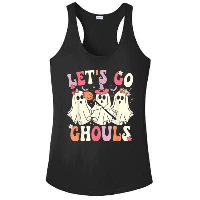 Lets Go Ghouls Halloween Ghost Costume Retro Groovy Ladies PosiCharge Competitor Racerback Tank